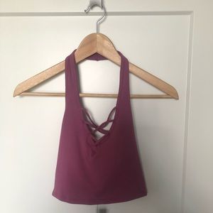 Pink Express Criss Cross Halter Crop Top